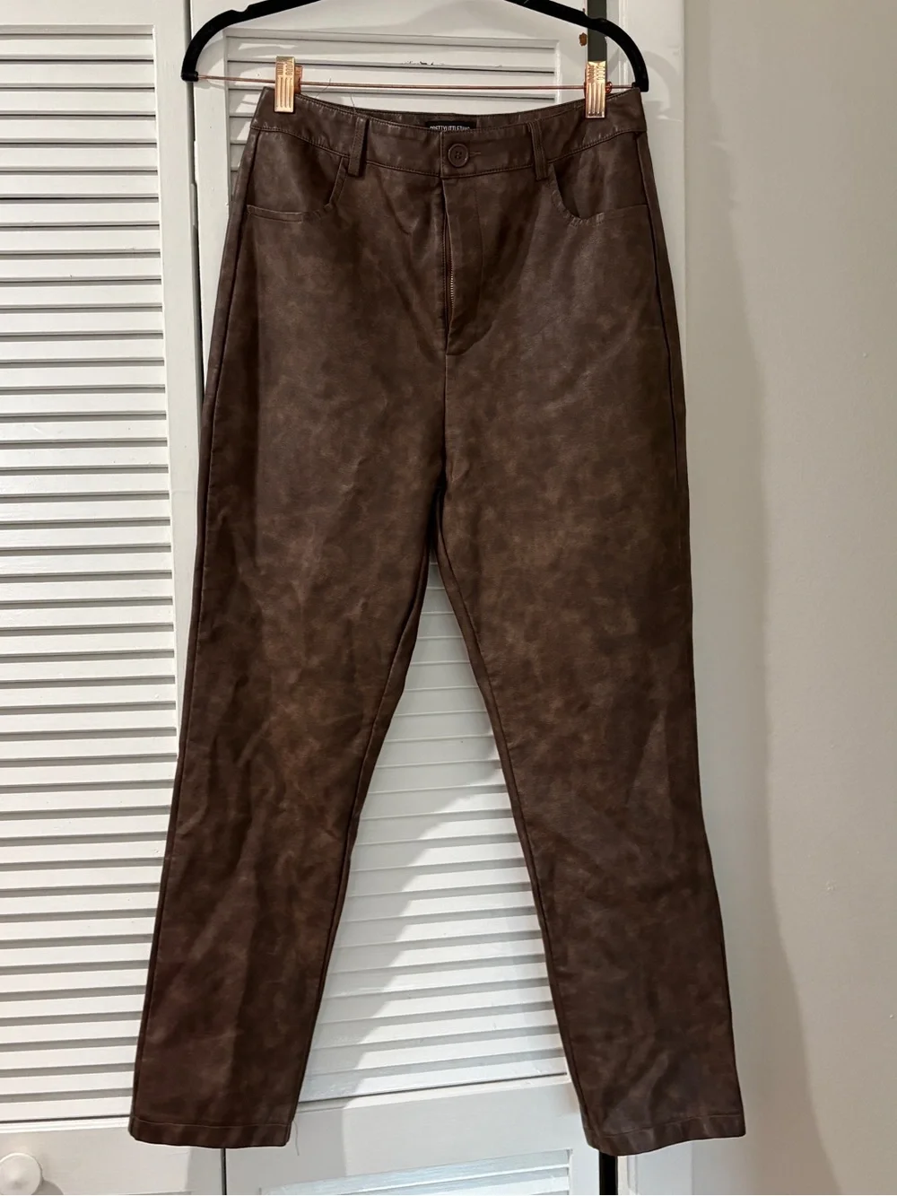 Pretty Little Thing Brown Faux Leather Trousers